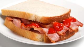 Bacon sandwich with ketchup