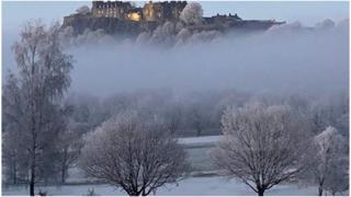 Freezing fog above a snowfield