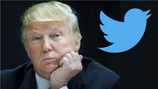 President Donald Trump with a Twitter logo