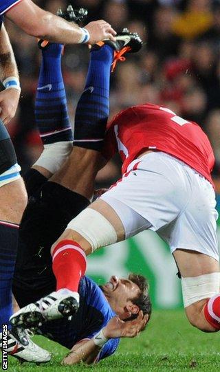 Sam Warburton was sent off for this tackle against France at the 2011 World Cup