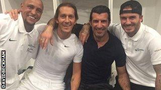 David Beckham (right) with his former Real Madrid team-mates