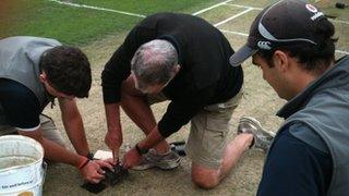 A ball stuck in the pitch at Lincoln