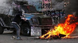 A protester taking part in anti-government protests