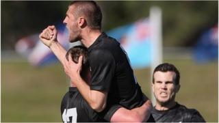 Greg Draper celebrates his winner for New Zealand