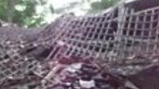 Earthquake damaged building on Indonesian Island