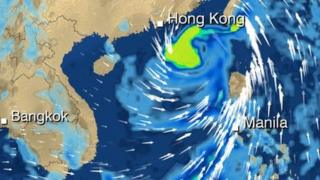 Weather forecast map showing a storm heading towards southern China.