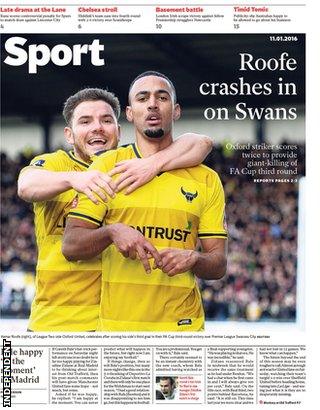 Monday's Independent Sport front page