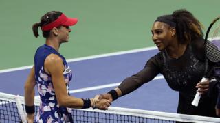 Ajla Tomljanovic shakes hands with Serena Williams after beating her at the US Open in 2022