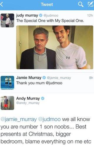 Andy Murray with Jose Mourinho on Twitter