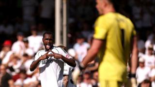 Issa Diop celebrates after scoring for Fulham against Newcastle United at Craven Cottage on 24 May, 2026