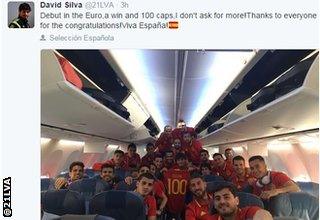 David Silva with his Spain team-mates