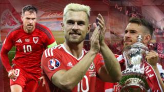 Aaron Ramsey in action for Wales and Arsenal through the years