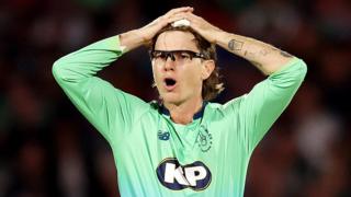Adam Zampa reacts while playing in Oval Invincibles' 2024 Hundred final against Southern Brave