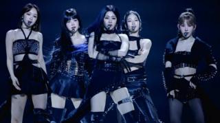 Le Sserafim performs at the 2024 MTV Europe Music Awards at Manchester Co-op Live in Manchester, Britain