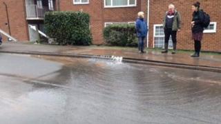 Water leak in the road