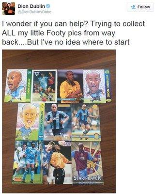 Dion Dublin tweets asking for help finding collectors' cards