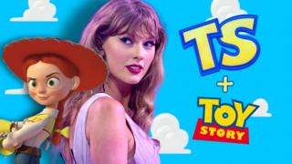 Jessie the Cowgirl from Toy Story back-to-back with Taylor Swift.