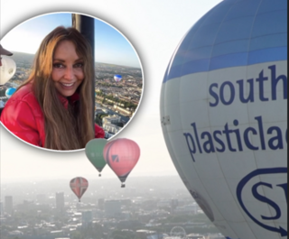 Carol Vorderman in a balloon