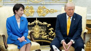 US President Donald Trump and Sanae Takaichi, Japan's prime minister, during a meeting in the Oval Office of the White House in Washington, DC, US, on Thursday, 19 March, 2026.