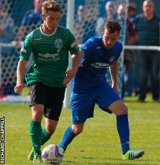 Chippenham Town player Alex Ferguson (left)