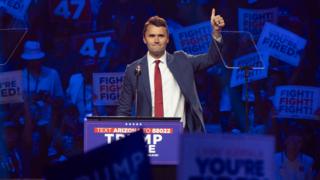 Charlie Kirk at a Trump rally in 2024