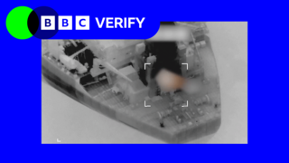 A screenshot from the Centcom video with BBC Verify branding