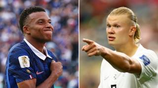 France's Kylian Mbappe and Norway's Erling Haaland