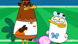 Duck and Frog playing Tennis