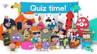 A group of Bitesize characters below a banner saying "Quiz Time"