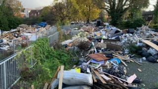 Huge mound of dumped waste