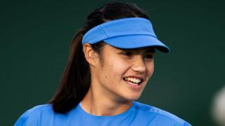 Emma Raducanu in action at Indian Wells in March 2026