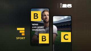 BBC Sport app with a picture of Harry Kane which reads 'News, live sport, highlights'