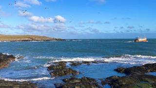 Blue skies over the coast in Ardglass, Northern Ireland