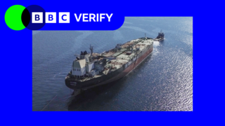 An image of a tanker with BBC Verify branding