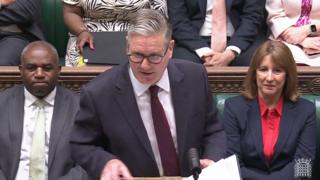 Starmer in a suit at the dispatch box