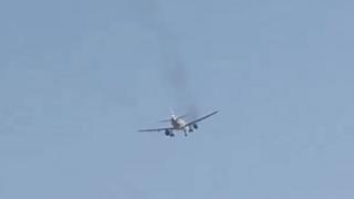 Watch: Smoke seen from plane engine after takeoff from Las Vegas