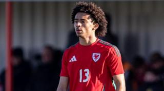 Jayden Lienou in action for Wales Under-19s
