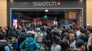 Queues outside Swatch shop