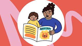 Illustration of a parent and child reading together.