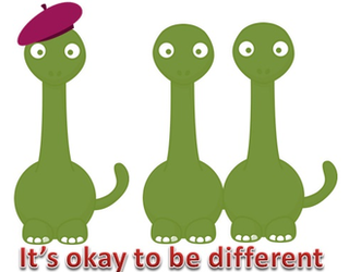 Three dinosaurs, one wearing a hat