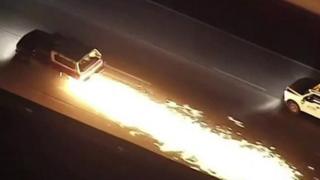 Car with sparks flying