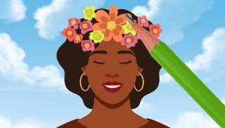 A woman wearing a flower crown