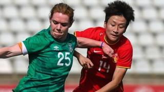 Manchester United defender Aoife Mannion playing for Republic of Ireland