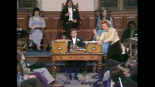 Barbara Castle addresses the Oxford Union