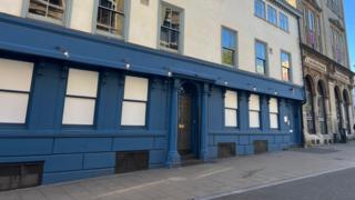 The outside of the former Brewdog building in Queen Street in Norwich. There is no signage on the building but parts of the exterior are painted blue.