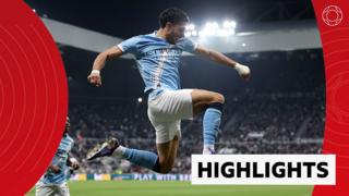 Manchester City's Omar Marmoush celebrates after scoring