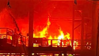 A fire at Tata Steel in Port Talbot.