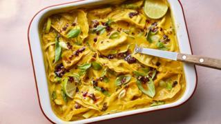Vietnamese-inspired dumpling traybake