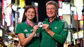 Katie O'Connor with dad and coach Michael
