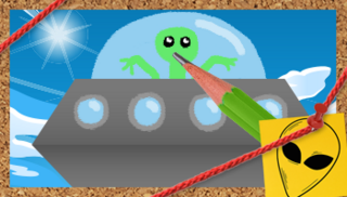 A drawing of a UFO